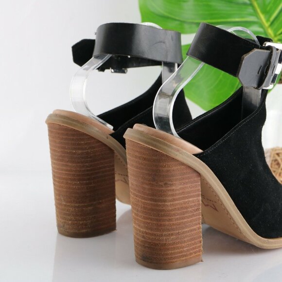 Marc Fisher Womens Vashi Sandal Size 9 Black Suede Block Heel Ankle Strap Bootie - Picture 6 of 12